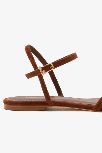 Annie Ankle Strap Sandal In Burnt Umber Leather