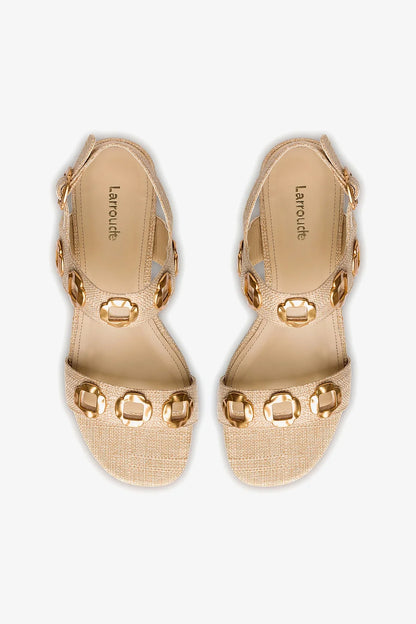 Milan Flat Sandal In Beige Raffia