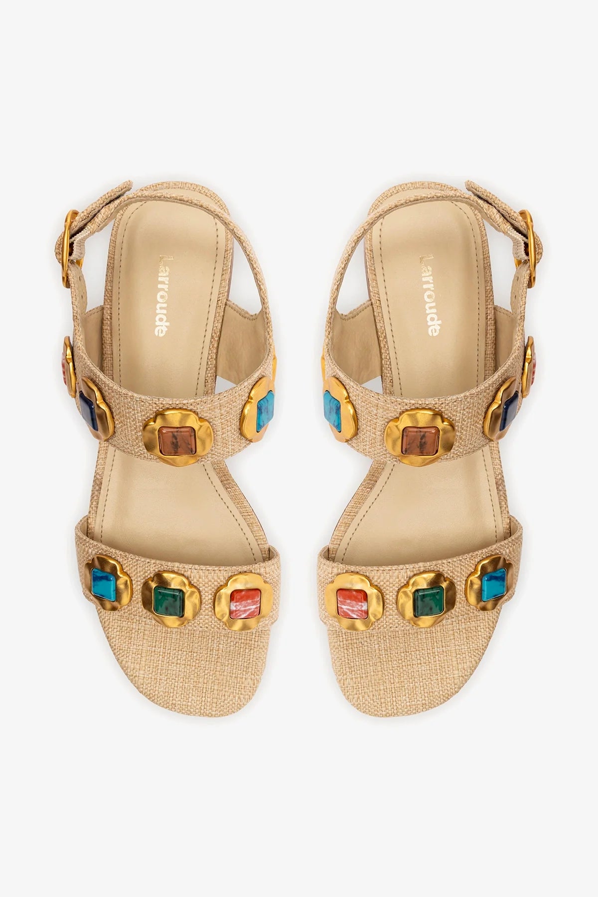 Milan Gioiello Flat In Beige Raffia