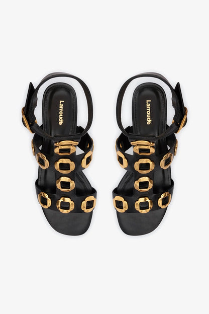 Milan Gladiator Flat In Black Leather