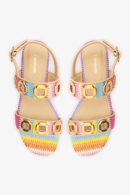 Milan Flat Sandal Rainbow Raffia