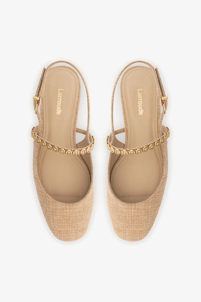 Georgina Milanina Ballet Flat In Beige Raffia