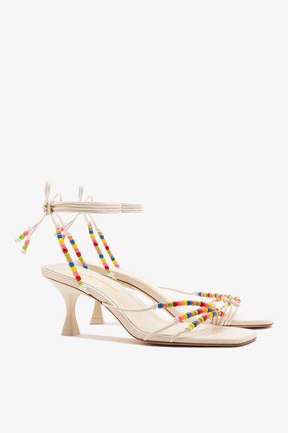 Larroudé x Ciao Lucia: Eloisa Sandal Ivory Leather