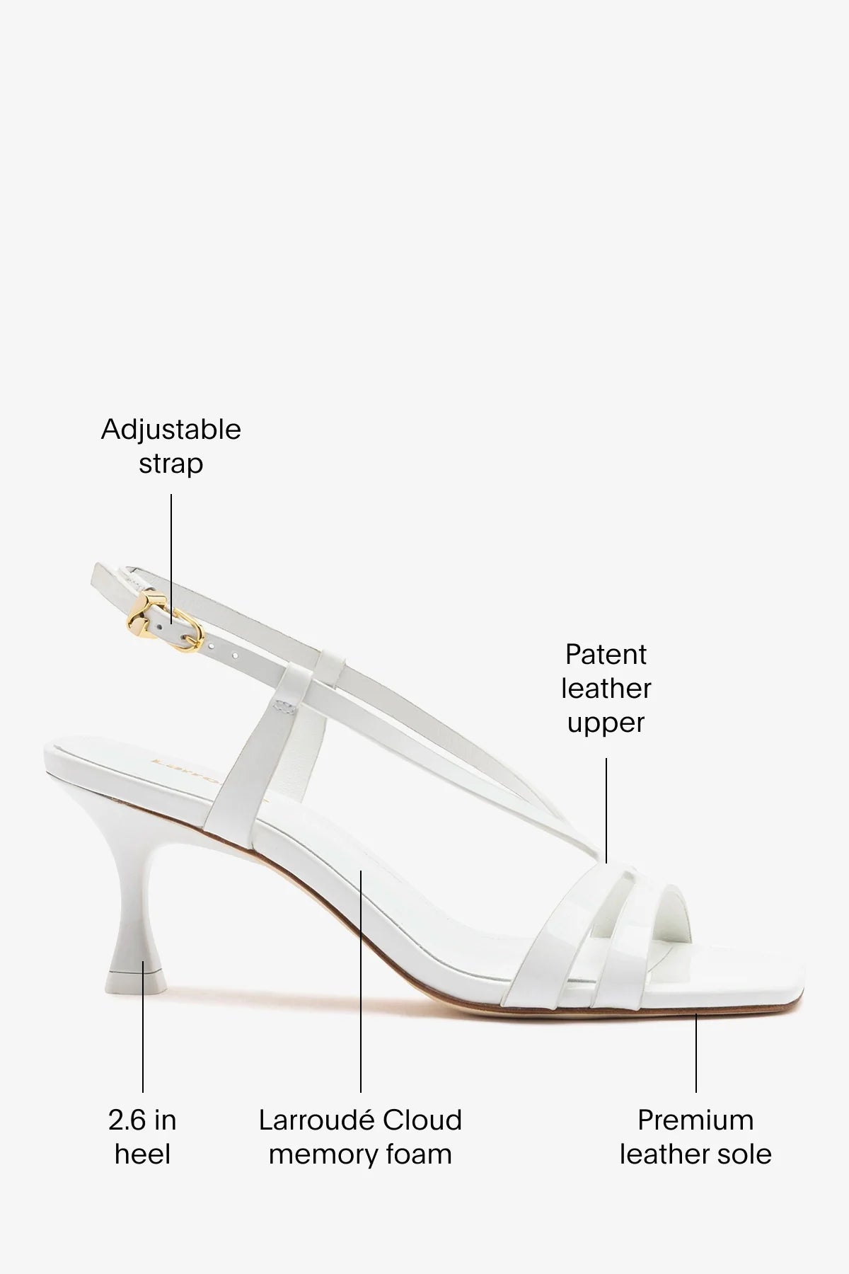 Daphne Sandal White Patent Leather