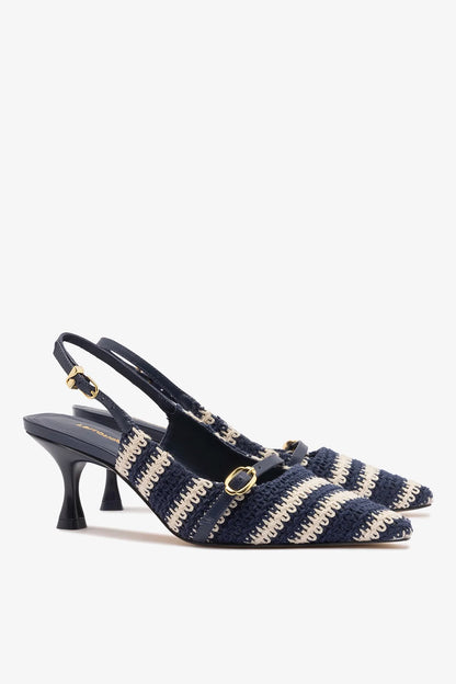 Ines Crochet Pump Striped Navy