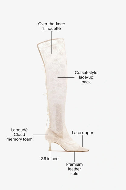 Larroudé x Markarian: Ines Lace-up Boot White Lace