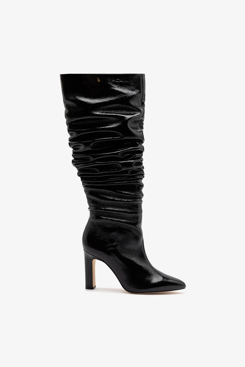 Cindy Slouch Boot Black Patent Leather