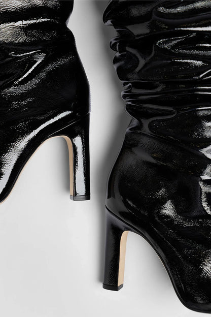 Cindy Slouch Boot Black Patent Leather