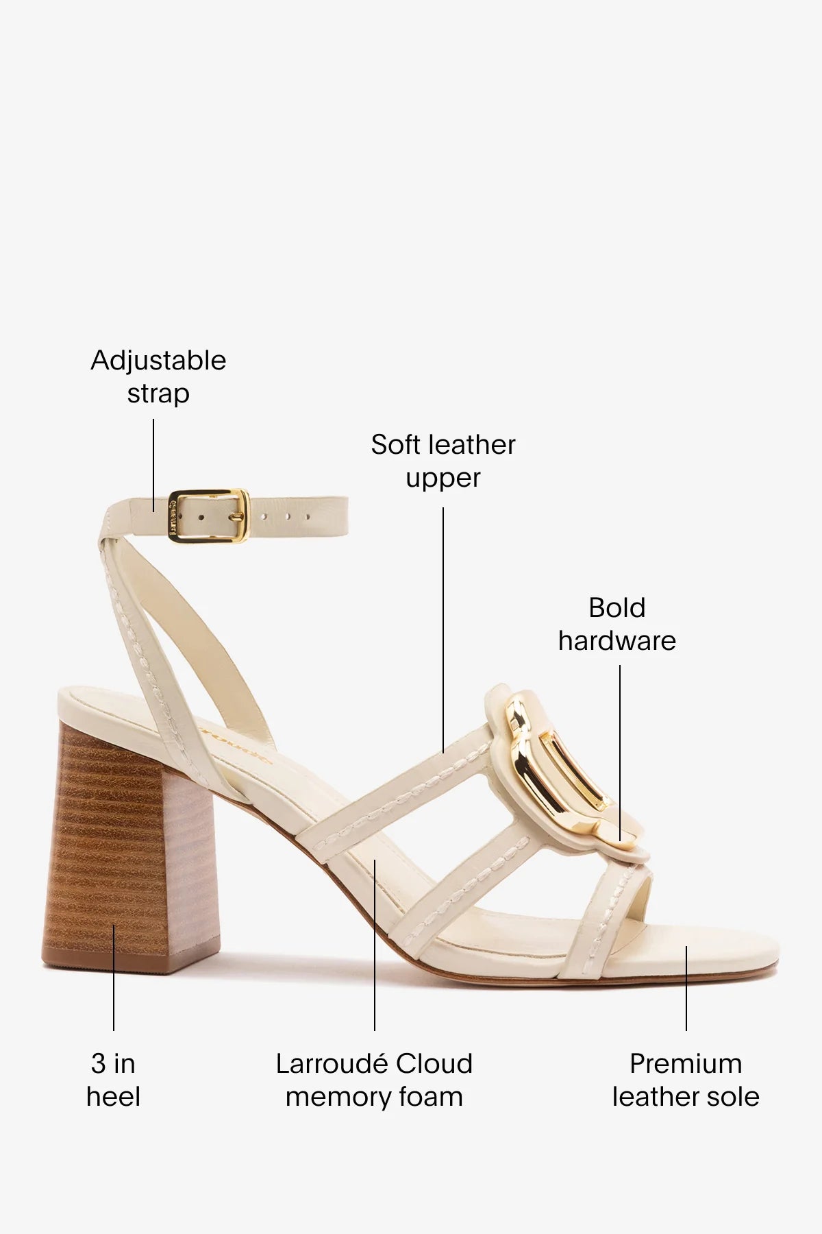 Margherita Block Sandal Ivory Leather