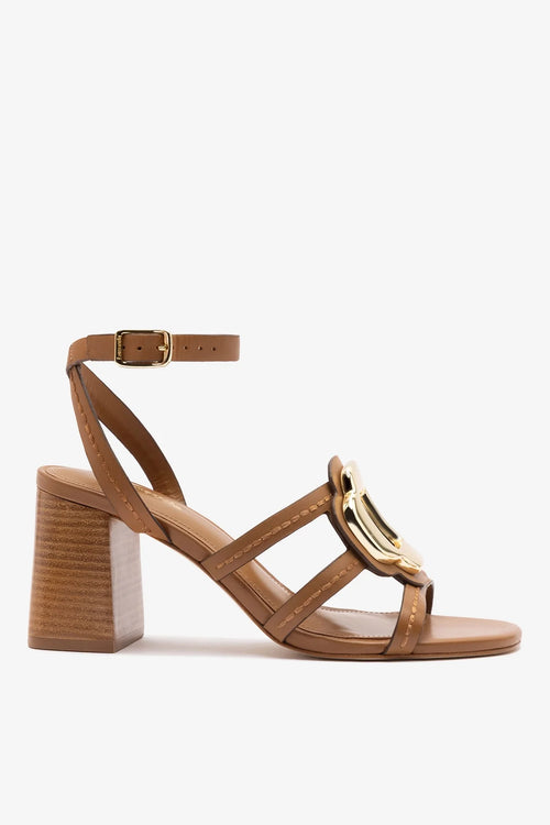 Margherita Block Sandal Caramel Leather