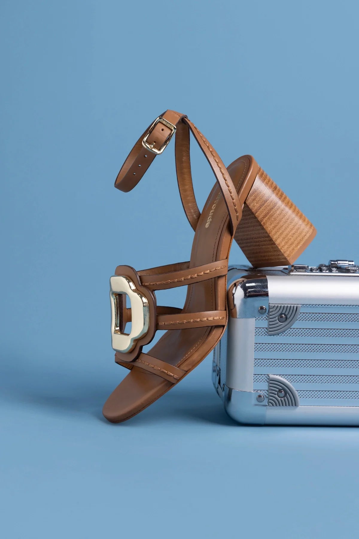 Margherita Block Sandal Caramel Leather