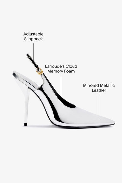 Larroudé x Altuzarra Pump In Silver Specchio