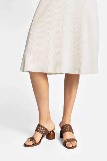 Dew Drop Macrame Sandal In Burnt Umber Leather