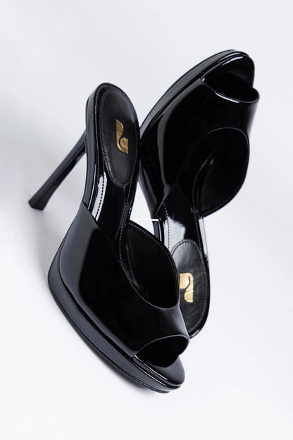 Jasmine Platform Mule Black Patent Leather