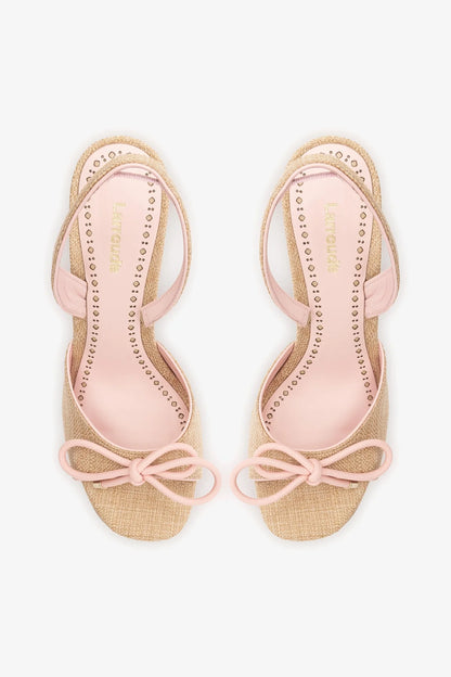 Lady Sandal In Beige Raffia And Tulip Leather