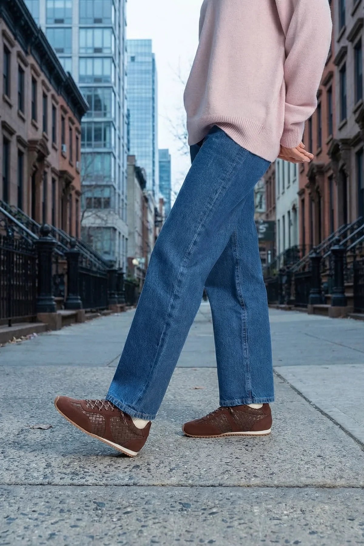 Stella Macrame Sneaker In Brown Leather and Suede
