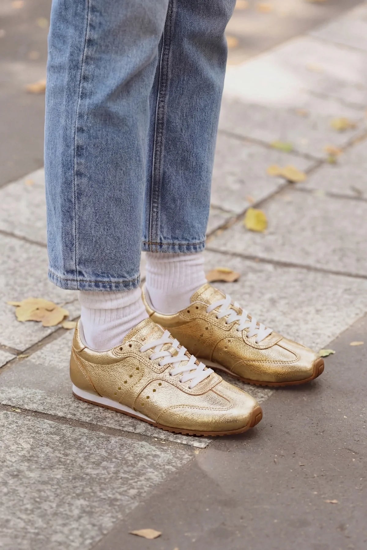 Stella Sneaker In Gold Metallic Leather