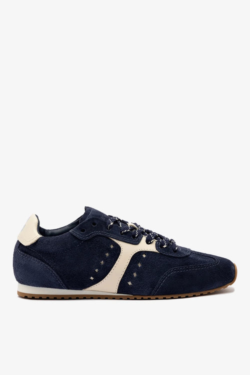 Stella Sneaker In Navy Suede and Ivory Leather