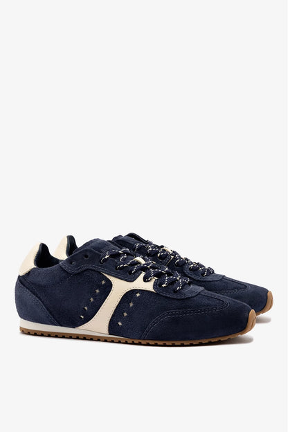 Stella Sneaker In Navy Suede and Ivory Leather