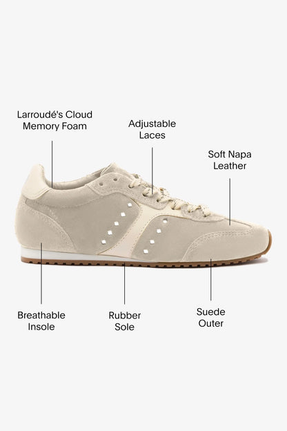 Stella Sneaker In Mushroom Grey Suede and Ivory Leather
