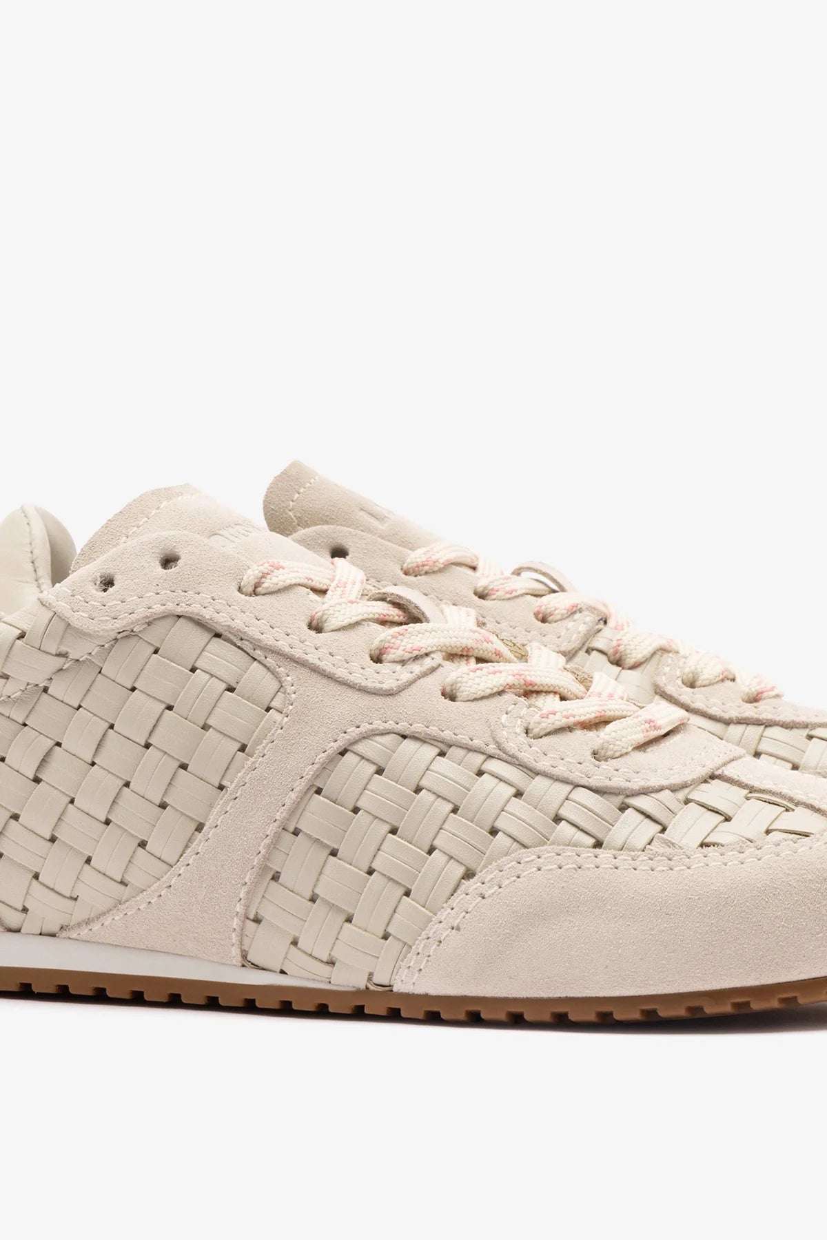 Stella Macrame Sneaker In Mushroom Grey Leather and Suede