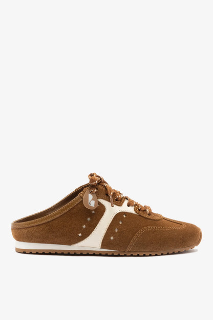 Stella Mule In Russet Suede and Ivory Leather