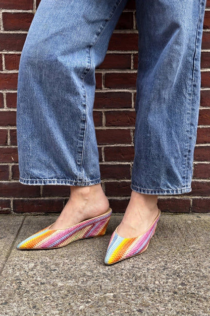 Loulou Mule Rainbow Raffia