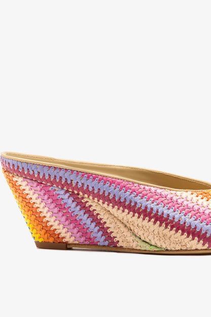Loulou Mule Rainbow Raffia