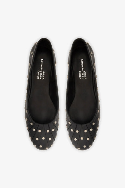 Jonathan Cohen by L.: Ballet Flat Studs Black Leather