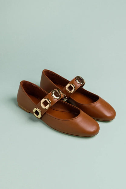 Milan Ballet Flat In Caramel Leather