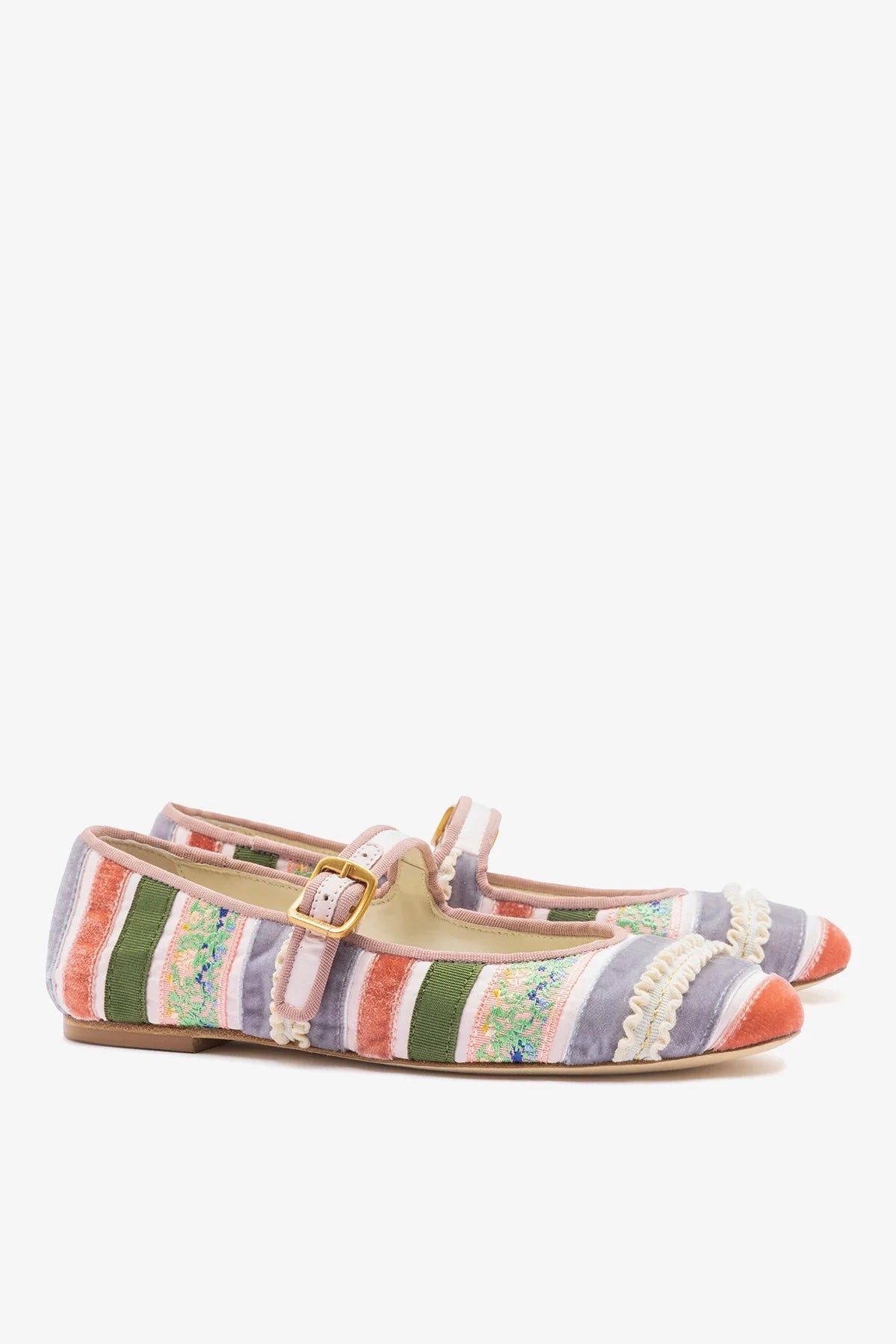 Larroudé x Tanner Fletcher: Ribbons & Ruffles Ballet Flat Multicolor Patchwork
