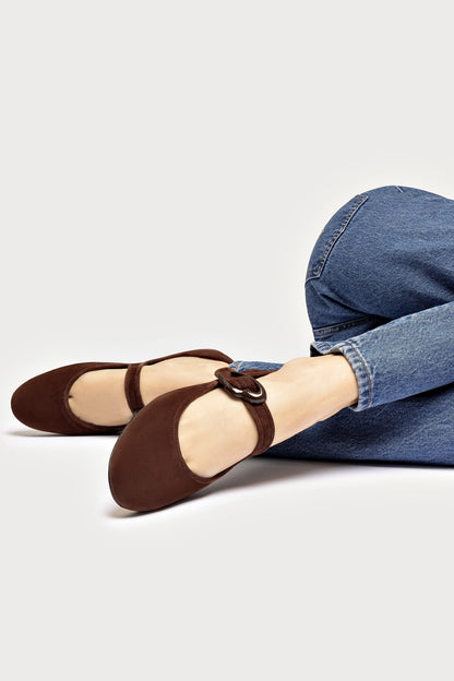 Verona Ballet Flat In Brown Suede
