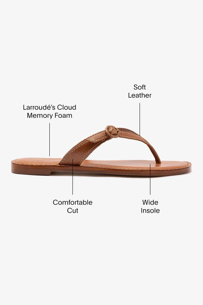 Mary Kate Flat Sandal In Caramel Leather