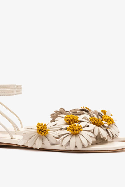 Fiore Flat Sandal Ivory Leather