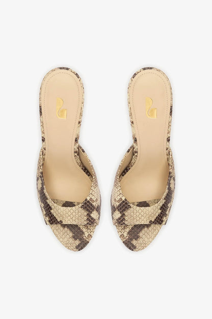 Jasmine Hi Mule In Snake Printed Neutral