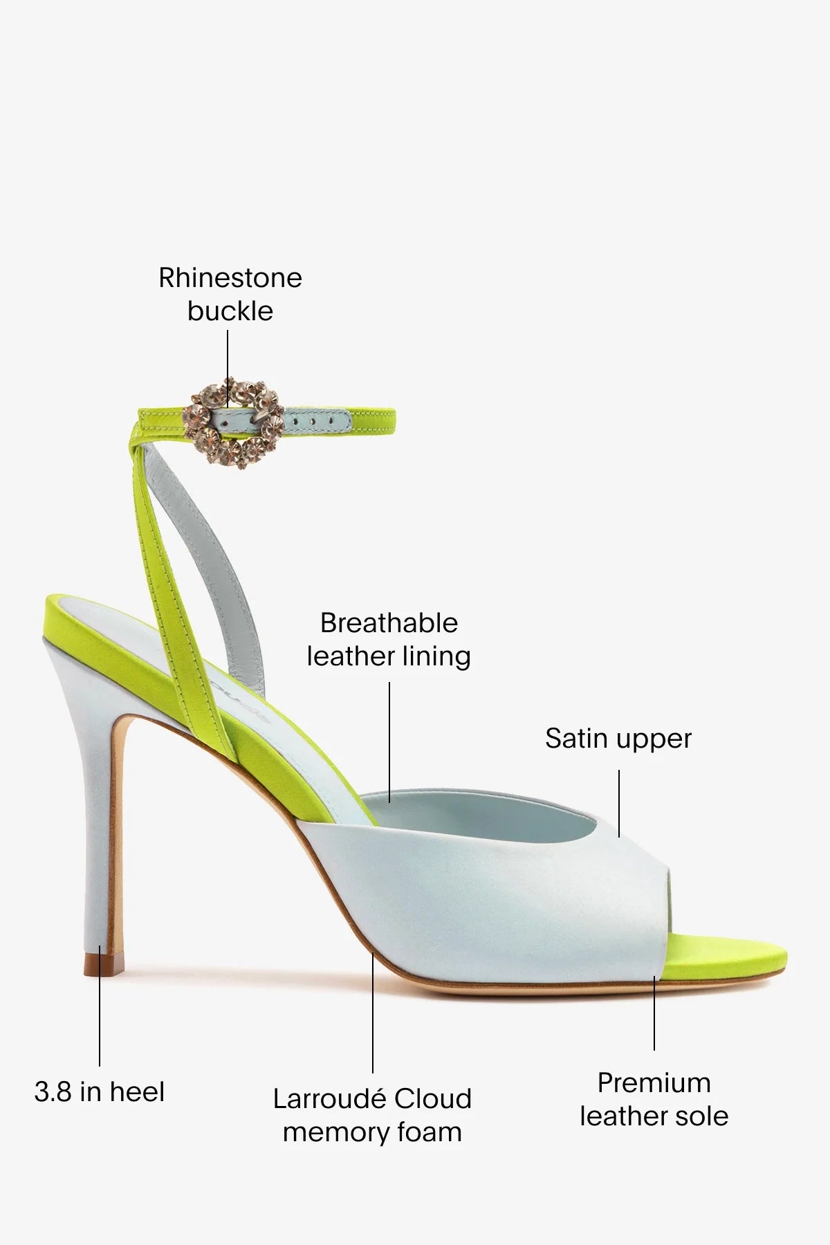 Jasmine Sandal Powder Blue and Green Satin