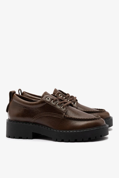 London Lace Up Loafer In Brown Leather