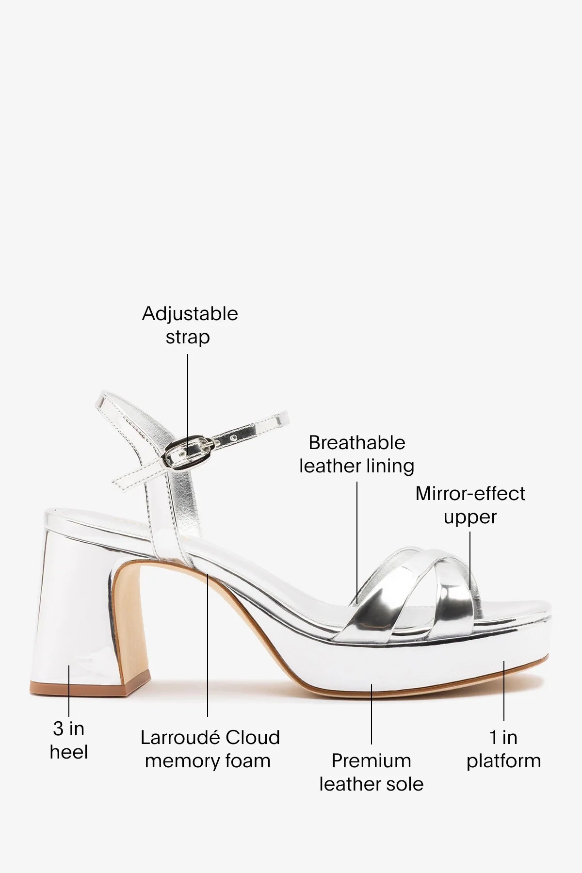 Bianca Low Sandal Silver Specchio