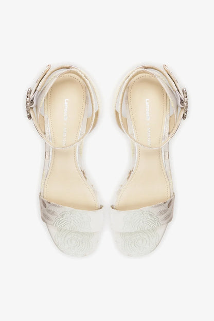 Larroudé x Markarian: Dolly Low Sandal Ivory Brocade