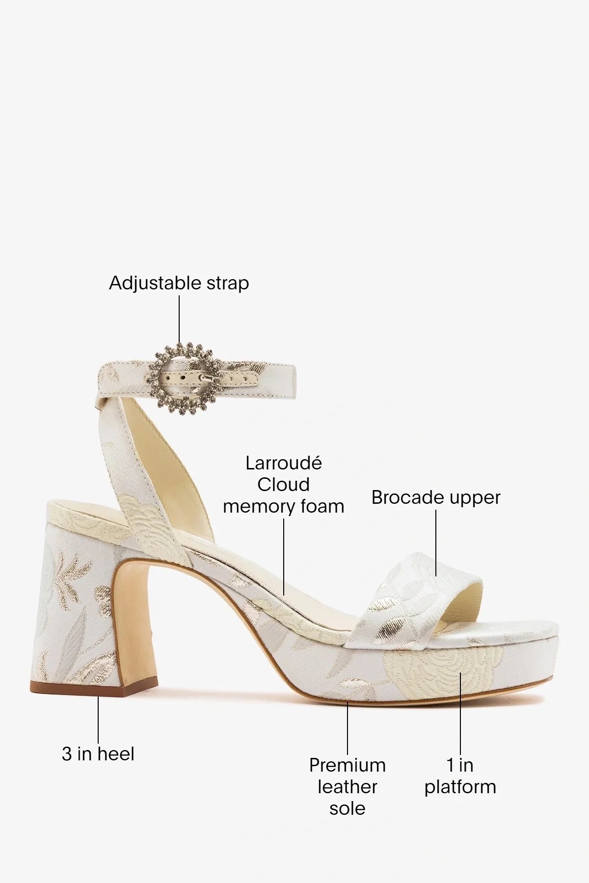 Larroudé x Markarian: Dolly Low Sandal Ivory Brocade