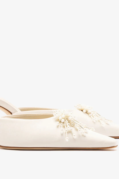 Carine Mule White Satin