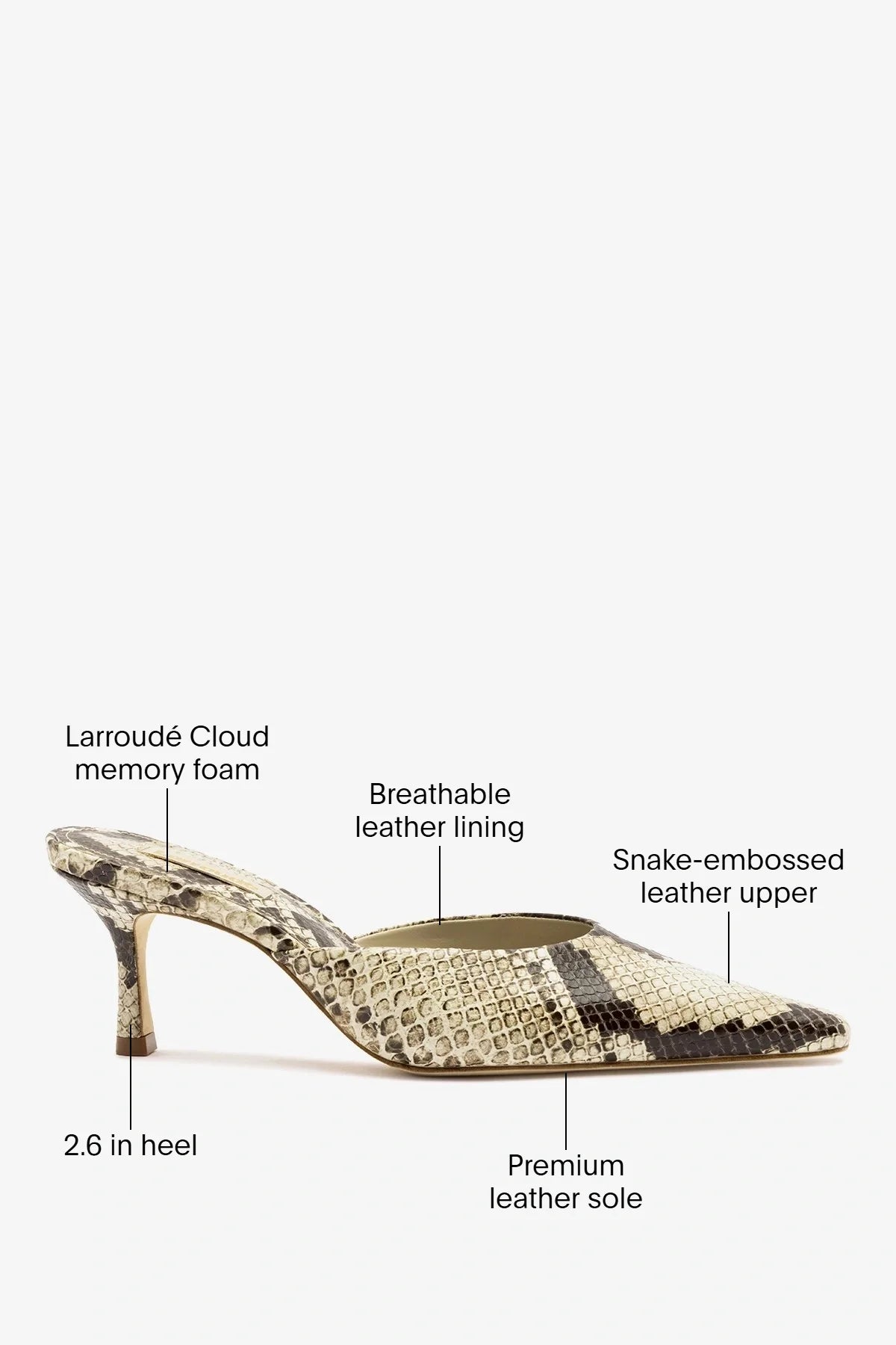 Carine Mule Neutral Snake Leather