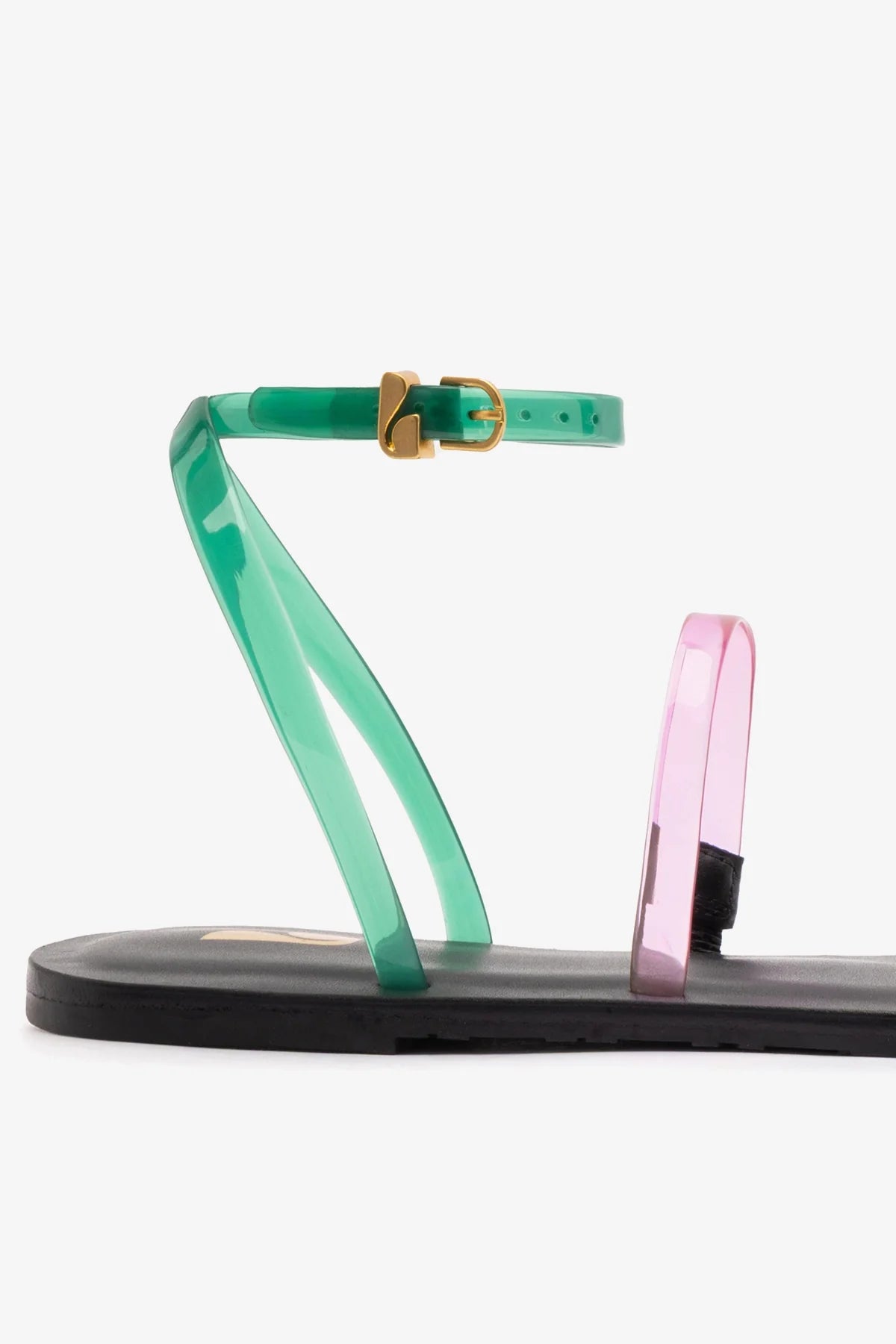 Biarritz Jelly Flat Sandal In Pink, Blue and Green Vinyl