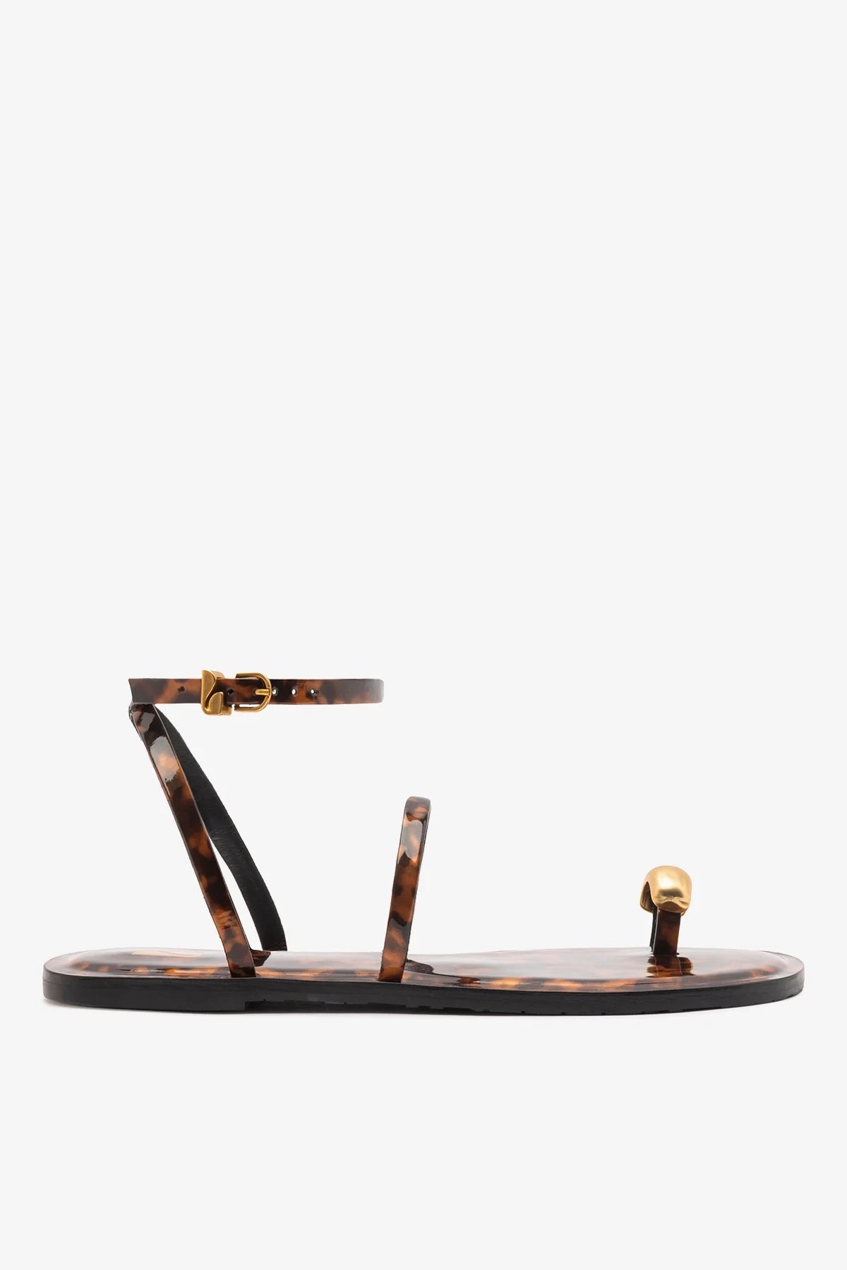 Biarritz Flat Sandal Tortoise Leather