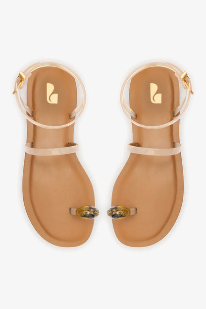 Biarritz Jelly Flat Sandal In Ivory Vinyl