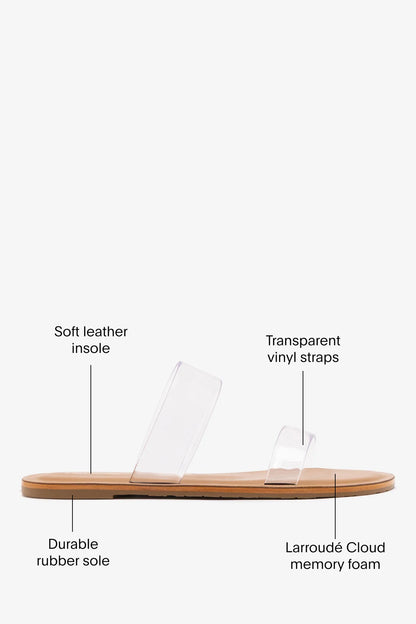 Gabe Flat In Clear Vinyl and Caramel Leather