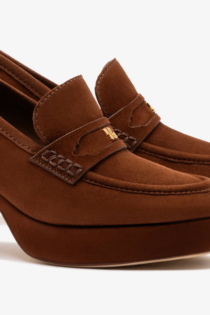 Suki Platform In Burnt Umber Suede