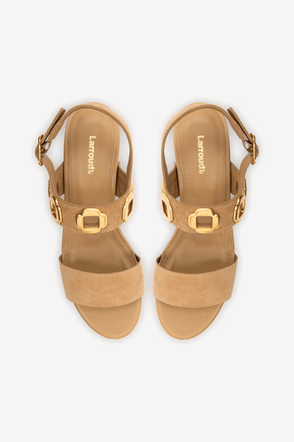 Miso Wooden Platform Sandal In Peanut Suede