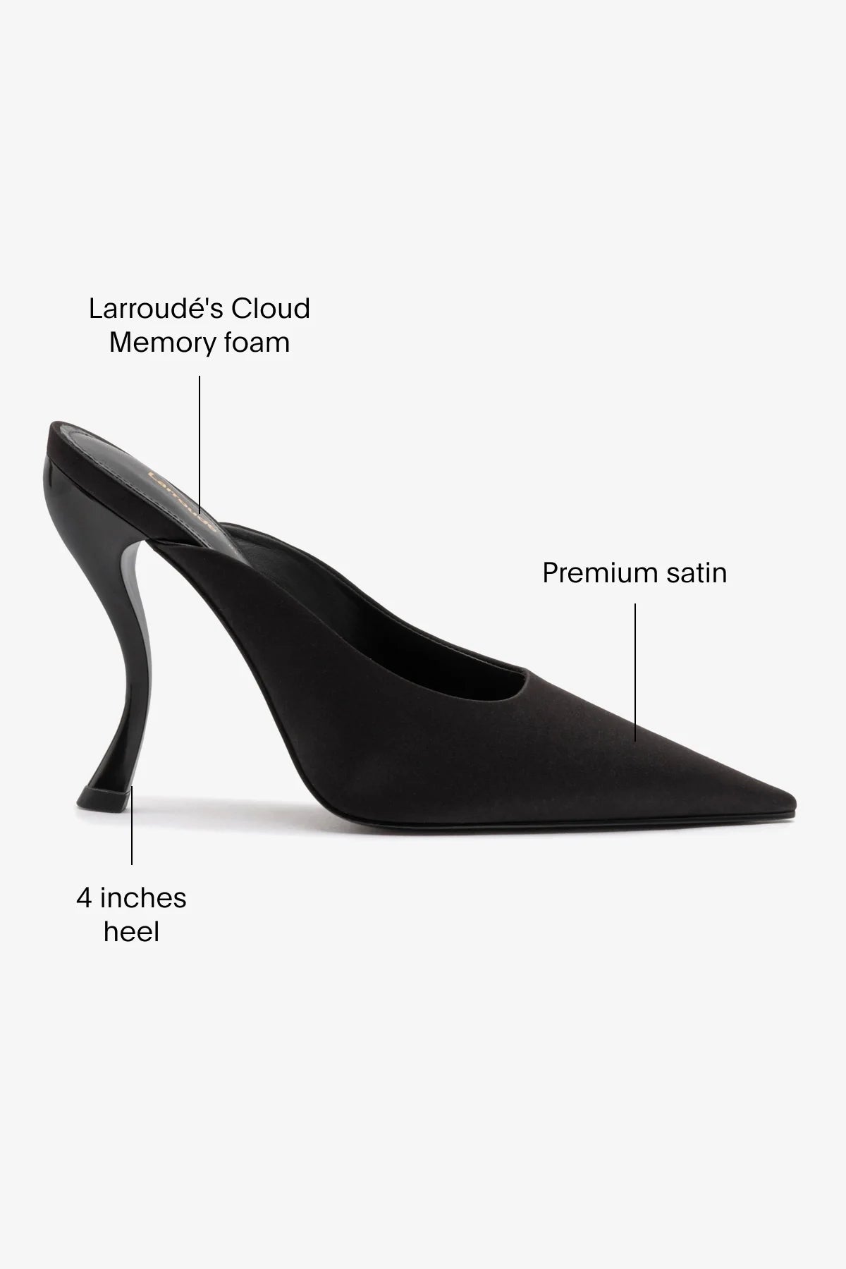 Larroudé by Nicolò B. Inna Mule In Black Satin