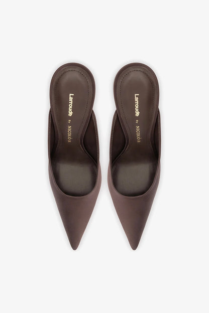Larroudé x Nicolò B.: Inna Mule Mahogany Satin